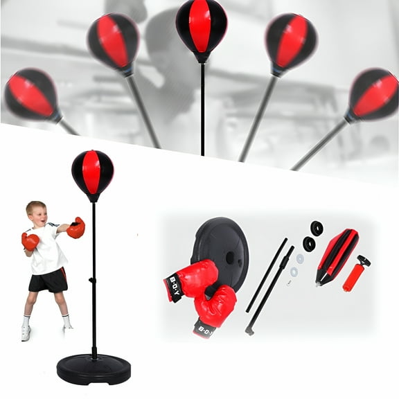 BESTSKY Adjustable Height Kids Teenagers Punching Ball Bag Speed Boxing Sports Set Fighting Game With Gloves Kids Boxing Set