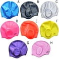 thumbnail image 1 of BESTSKY Adults Swimming Caps Men Women Long Short Hair Waterproof Swim Pool Caps with 3D Ear Protection Silicone Diving Hat, 1 of 7