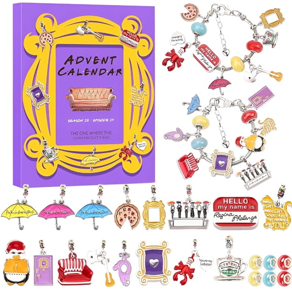 BESTSKY Advent Calendar 2025-24 Days of Charm Bracelet Kit-Christmas Gift for Adult Men Women-Advent Calendar for Adults Women