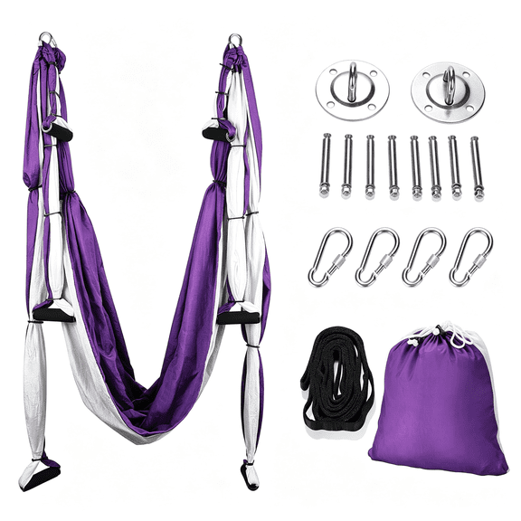 BESTSKY Aerial Yoga Swing Sling Strong Yoga Hammock Kit Set Trapeze Inversion Equipment Include 2 Extensions Straps and Ceiling Mounting Kit Aerial Hammock