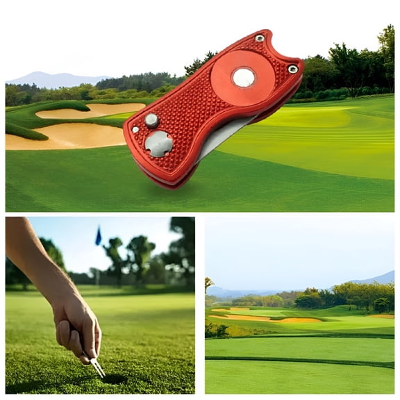 BESTSKY All Metal Foldable Golf Divot Tool with Pop-up Button & Magnetic Ball Marker (Multi-Colors/Shape)