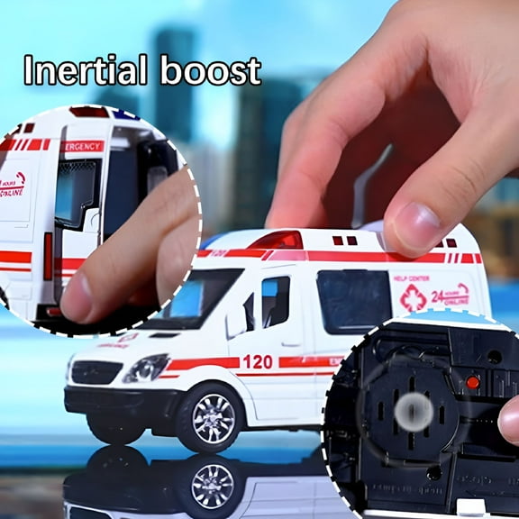 BESTSKY Ambulance Vehicles Car Model Toy for Kids Simulation Sound and Light
