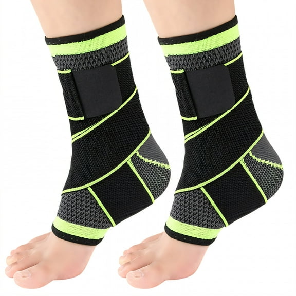 BESTSKY Ankle Brace,Breathable Knitted Ankle Brace for Women,Adjustable Compression Ankle Brace for Men,Flexible Foot Sleeve for Enhanced Stability,Green,M