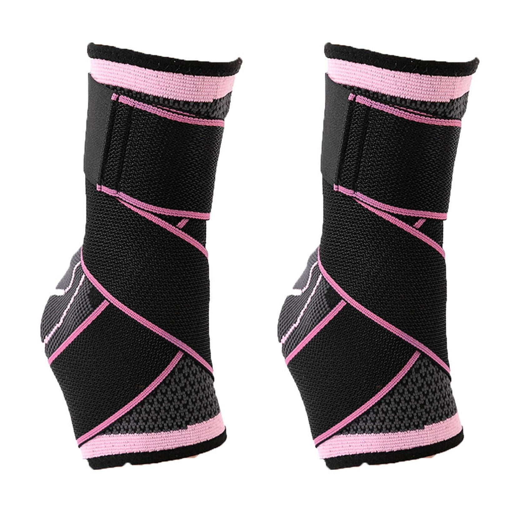 BESTSKY Ankle Brace,Breathable Knitted Ankle Brace for Women,Adjustable Compression Ankle Brace for Men,Flexible Foot Sleeve for Enhanced Stability,Pink,M