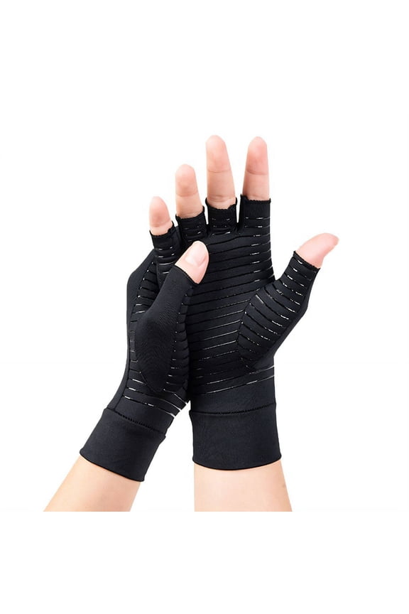 BESTSKY Anti-Slip Design Carpal Tunnel Relief Fine Stitching Craft Arthritis Gloves for Men S Black