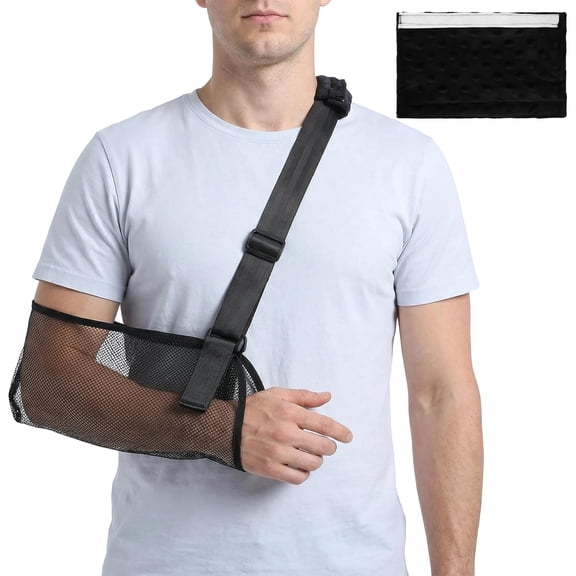 BESTSKY Arm Sling Shoulder Immobilizer Rotator Cuff Support Brace Lightweight Breathable Sling with Adjustable Shoulder Strap Mesh Shower Slings Right Left Arm, Arms Shoulders Elbow Wrist Injury