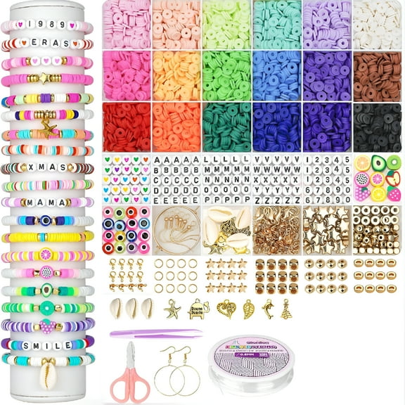 BESTSKY Arts and Crafts Clay Bracelet Making Kit with 5200 Pieces,Beads for Bracelet Making,Perfect Crafts for Kids,Friendship Beads for Jewelry Making,Ideal Gift for Girls Aged 4-12 Years Old