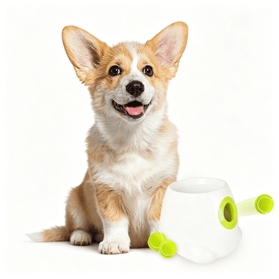 BESTSKY Automatic Ball Launcher Dog Ball Thrower Machine Interactive Hyper Fetching Toy for Large Dogs,3 Tennis Balls Included