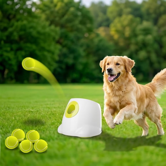 BESTSKY Automatic Ball Launcher for Dogs,Interactive Tennis Ball Outdoor Thrower for Medium to Large Dogs,Rechargeable Dog Toy,6 Balls Included,Durable Automatic Ball Launcher for Dogs