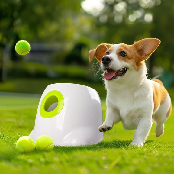 BESTSKY Automatic Ball Launcher for Dogs,Usb Rechargeable Interactive Dog Ball Thrower Machine,Auto Fetch Launcher for Small&Medium Dogs,Indoor Outdoor Puppy Play Toy,3Tennis Balls Included(2In)