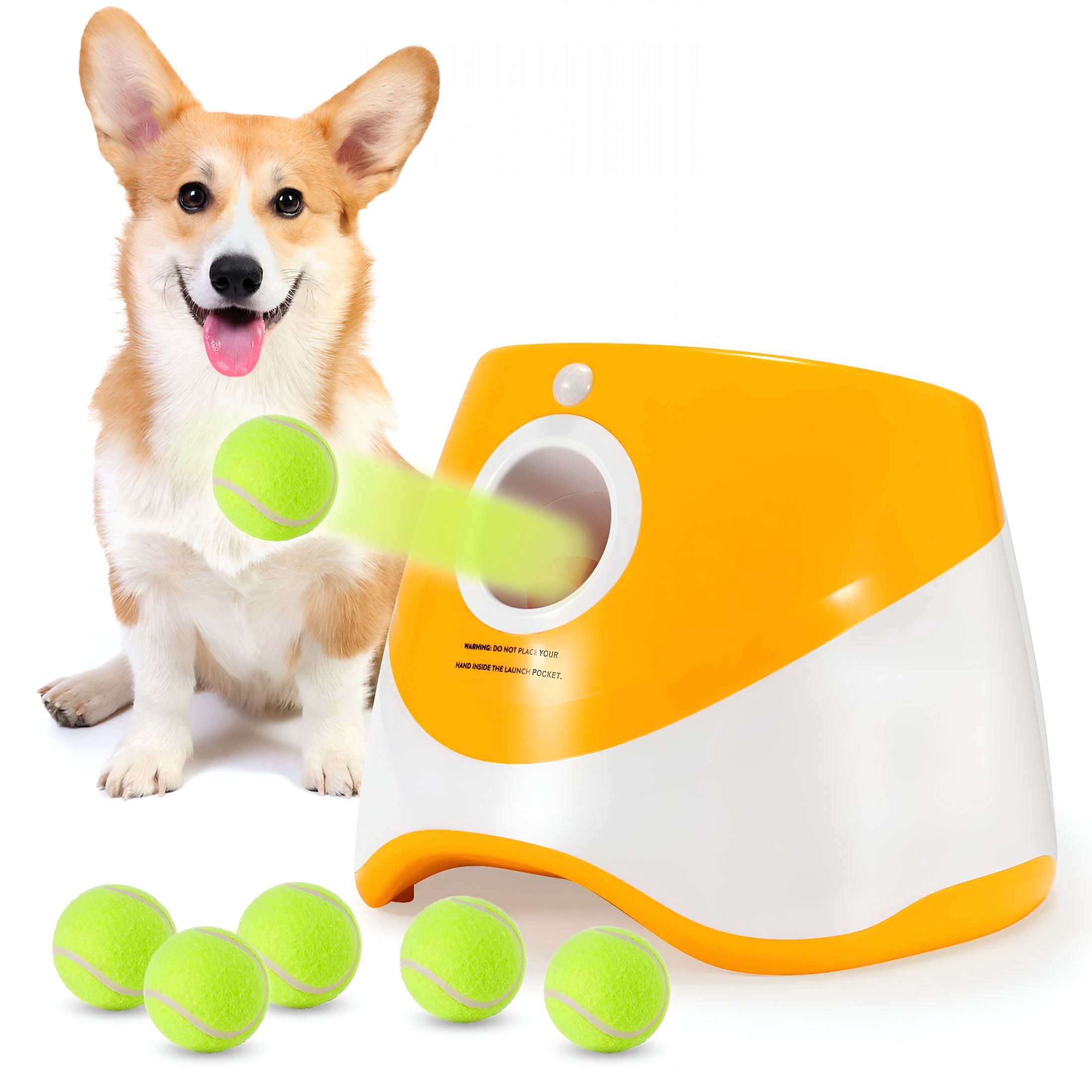 BESTSKY Automatic Ball Launcher for Small and Medium Dogs, USB Rechargeable Ball Thrower, 10-30 Ft, IndoorOutdoor Tennis Ball Thrower, 3PCS Mini Tennis Balls Included