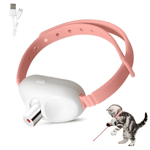 BESTSKY Automatic Cats Collar with Led Light, Interactive Toys for Indoor Cats, Wearable Electronic Collar for Kitten, Rechargeable Cat Laser Collar, Suitable for Interactive Play - (Pink)