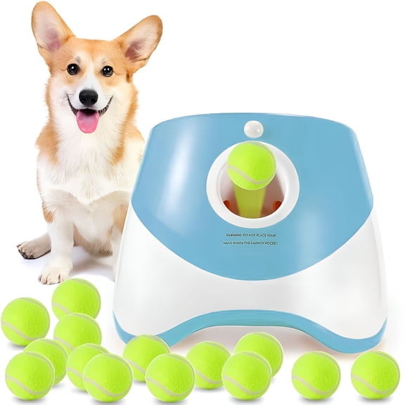 BESTSKY Automatic Dog Ball Launcher,Dog Ball Thrower Machine with 10-30Ft 3 Launching Distance,Interactive Toys for Small Dogs Indoor&Outdoor with 15 Mini Tennis Balls(2 Inch)