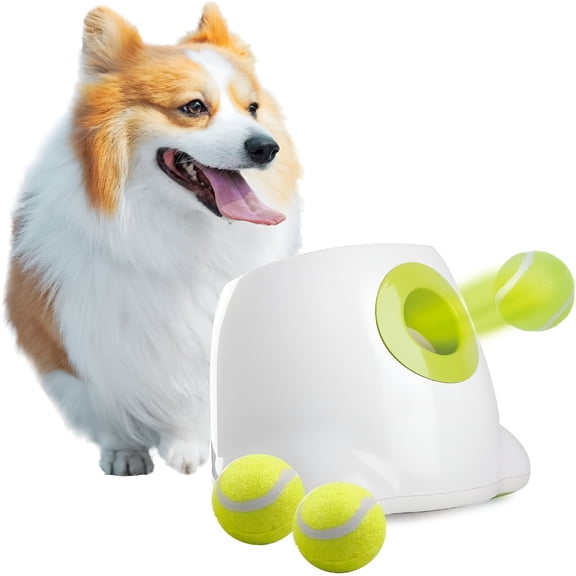 BESTSKY Automatic Dog Ball Launcher,Interactive Fetch Toy for Small to Medium Dogs,Pet Thrower Machine for Indoor&Outdoor Play,3 Pcs 2-Inch Balls Included