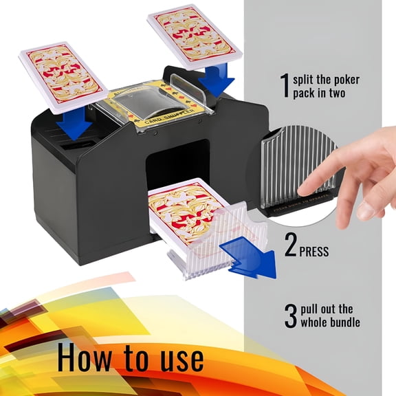 BESTSKY Automatic Electric Card Shuffler, Dual Deck Machine for Poker & Blackjack, Battery Powered Shuffling Device for Game Nights