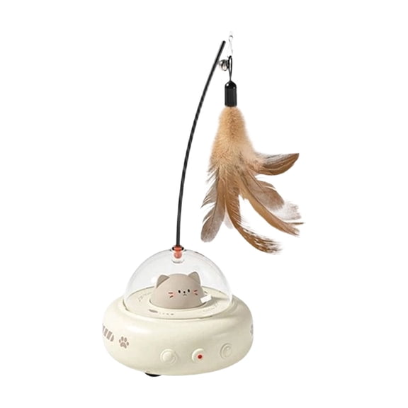 BESTSKY Automatic Interactive Cat Toy with Electric Sensing, Motion Activated Feather Teaser Wand for Boredom Relief, Beige