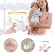 BESTSKY Baby Mobile for Crib Bunny Nursery Mobile for Boys Girls Teddy Velvet Mobile Nursery Decor for Infant Bedroom Hanging Baby Mobile for Bassinet Newborn Baby Gift Pink Clouds