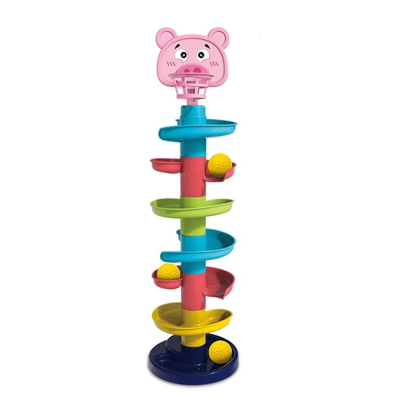 BESTSKY Ball Drop Toy - 7 Layer Swirling Marble Run Tower with Piggy Design - 46.5cm Tall - Educational Sensory Development Toy for Kids - Interactive Learning Playtime Activity