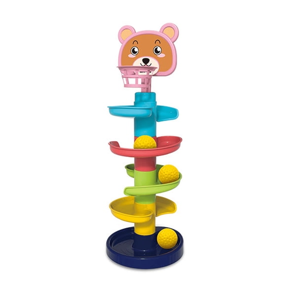 BESTSKY Ball Drop Toy, 7 Layer Swirling Tower Marble Run, 46.5cm Bear Racing Track, Educational Building Blocks for Kids