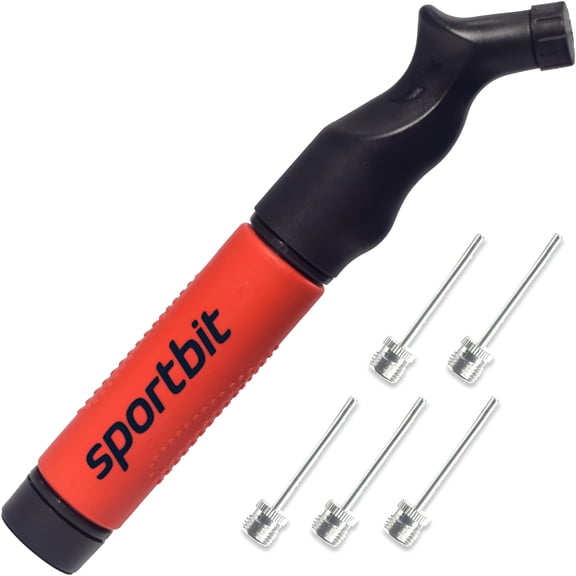 BESTSKY Ball Pump for Sports Balls - Push & Pull Inflating System - Hand Pump for All Exercise Balls - Volleyball Pump, Basketball Inflator, Football & Soccer Ball Air Pump - 5 Needles Set