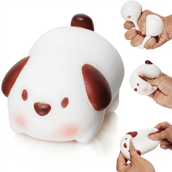 BESTSKY Balloon Dog Squishy,Cute Puppy Soft Office Stress Relief Companion for Adults,Non Toxic Unique Squeeze Squishy Animals Toys,Mini Puppy Squishies Toys,Fidget Toys,Dog and Pig Squishy (White)
