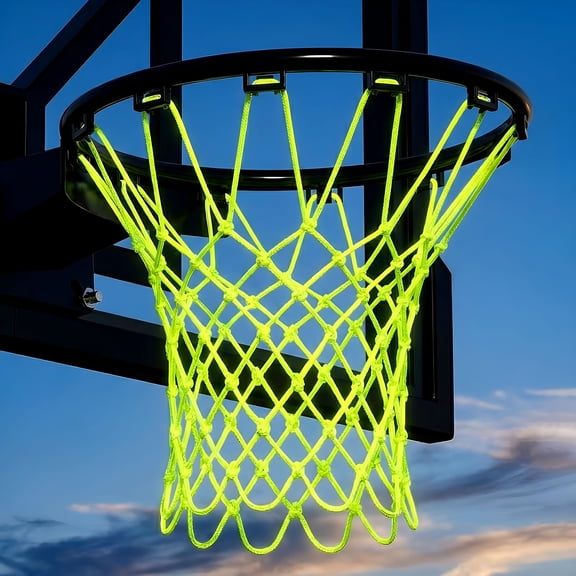 BESTSKY Basketball Net Nightlight Basketball Net Indoor Outdoor Basketball Hoop Nets All Weather Anti Whip 12 Loops