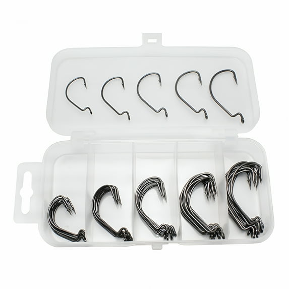 BESTSKY Bass Fishing Hooks, And Durable High Carbon Steel Offset Worm Hooks For Freshwater And Saltwater, Texas Style Worm Bait Hooks With Sharp Fish Hook For Consistent Hookups