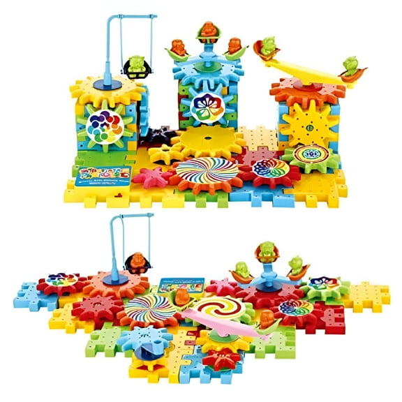 BESTSKY Battery Operated 81pcs Rotating Building Blocks with Gears for STEM Learning,Educational Building Blocks Toys for 5 Years Old Girls and Boys