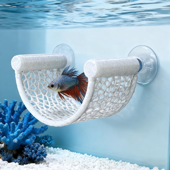 BESTSKY Betta Fish Hammock, White Floating Resting Leaf with Suction Cup - Aquarium Perch Ledge for Bettas, Shrimp, and Nano Fish - Minimalist Tank Decor &Amp; Accessory (White)
