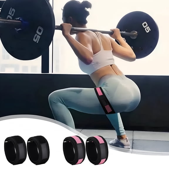 BESTSKY Bfr Resistance Bands Pair | Adjustable Polyester Straps with Steel Buckle | Non-Slip Design for Muscle Building,Hip&Leg Shaping | 60X5Cm Black/Pink | 2 Pack