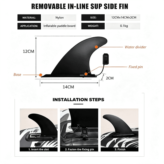 BESTSKY Big Sup Single Fin and Small Side Fin Detachable Fin for Longboard,Surfboard and Paddleboard Replacement Quick Fin Paddle Board Fin