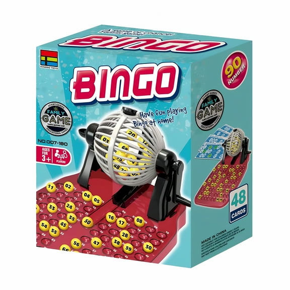 BESTSKY Bingo Game Set with Metal Round Cage, 90 Colored Balls and 38 Cards, Traditional Lottery Machine Tabletop Game for Large Groups and Parties