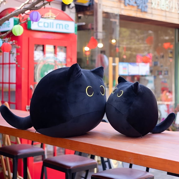 BESTSKY Black Cat Plush Toy,Cute Black Cat Stuffed Animals,30cm