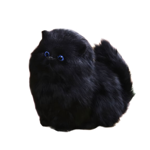 BESTSKY Black Plush Cat Toy with Sound, Soft Interactive Stuffed Animal Kitten, Cuddly Kitty Gift for Kids and Home Decor