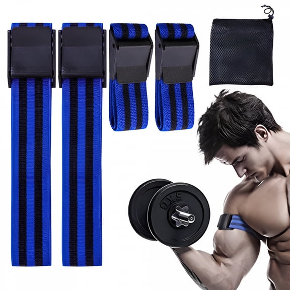 BESTSKY Blood Flow Restriction Bands for Legs, Arms, Glutes Occlusion Training Bands, Pack 4 - Blue