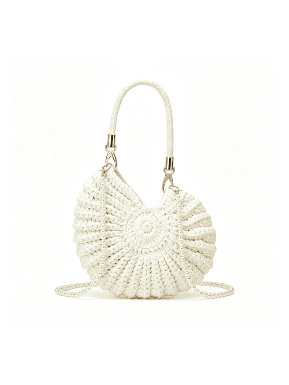 Bohemia Crochet Handwoven Seashell Bag Women Summer Beach Bag Boho Evening Clutch Purses Shoulder Crossbody Bags Handwoven Beach Purse