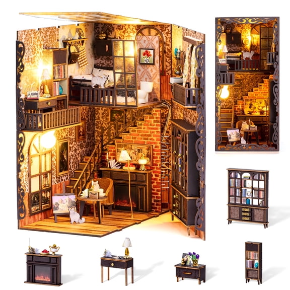 BESTSKY Book Nook Kit for Adults Teens,3D Puzzles Bookshelf Decor
