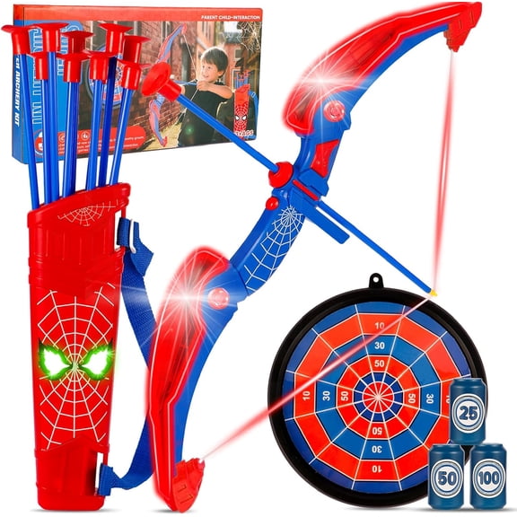 BESTSKY Bow&Arrow Set for Kids,Archery Shootset with Led Light Up Bow&10 Suction Cup Arrows&Arrow Quiver&Target,Outdoor"Door Sports Game Hunttoy,Christmas Birthday Gift for Boys Girls