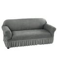 thumbnail image 1 of BESTSKY Bubble Gauze Skirt Sofa Slipcover Silver Gray 1 Piece Easy Fitted Sofa Couch Cover Universal High Stretch Durable Furniture Protector with Skirt Country Style (3 Seater Silver Gray), 1 of 7