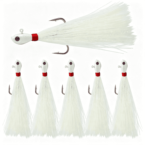 BESTSKY Bucktail Jigs,Realistic Hair Jig Fishing Lure with Single Hook,Bucktail Swimbait Jig for Bass Striper Walleye Flounder 1/4Oz,1/2Oz,1Oz,2Oz Bucktails