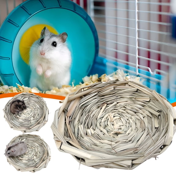BESTSKY Bunny Grass Mat Bed Rabbit Digging Natural Woven Straw Mats Bedding Guinea Pig Timothy Resting Basket for Hamster Chinchilla Ferret Gerbil
