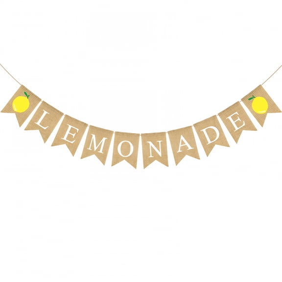 BESTSKY Burlap Lemonade Banner Lemonade Stand Decorations for Lemon Theme Party Decor