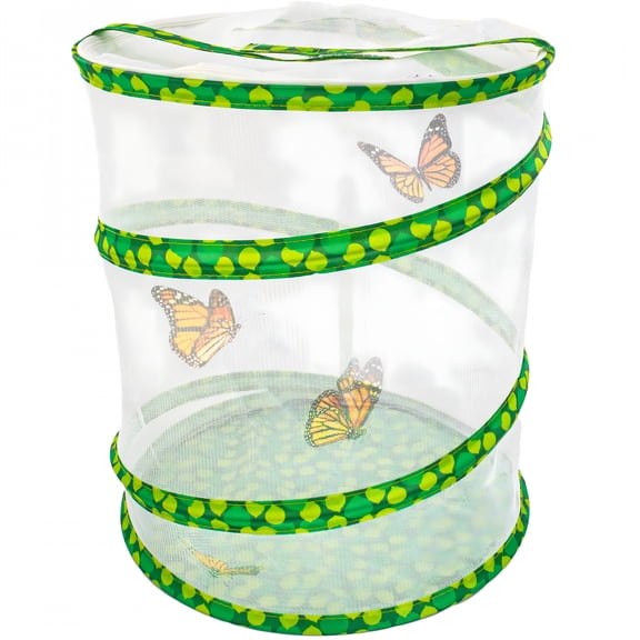 BESTSKY Butterfly Growing Garden Habitat Kit - Pop Up Collapsible Insect & Bug Habitat Net Cage - Caterpillar Garden for Watching Butterfly Metamorphosis - Large 13"