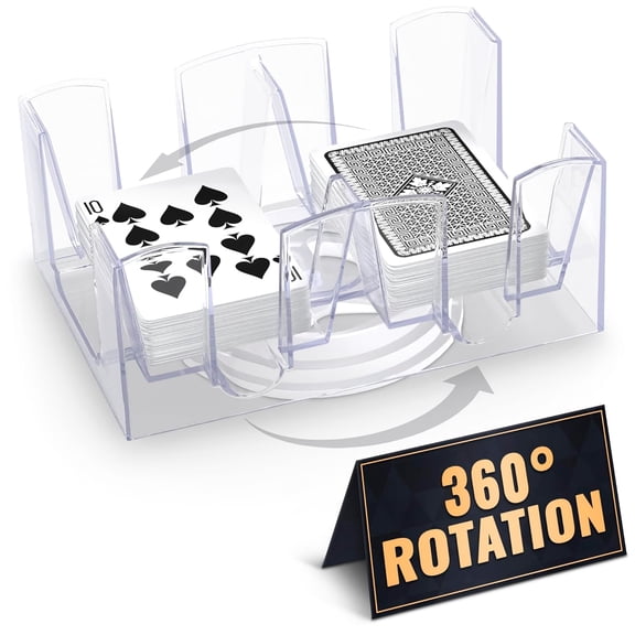 BESTSKY Canasta Card Holder-6 Deck Plastic Revolving Card Game Holder Playing Cards Tray Rotating 360Organizes Multiple Decks for Canasta,Poker and More,Lightweight and Durable with Smooth Rotation