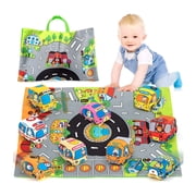 BESTSKY Car Plush, Soft Car Toys For 1 Year Old Boy Baby Boy Toys 6 To 12 Months 12-18 Months Kid Toy Cars For 1 Year Old Boys Infant With 1 Mat/Storage Bag 1st Birthday Gifts