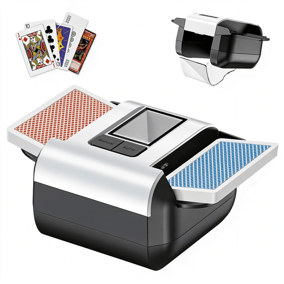 BESTSKY Card Shuffler - 1-2 Decks Manual/Auto, Bottom Card Tray, Rechargeable | Automatic , One Press Shuffling, Portable, Low Noise, for Various Playing Cards