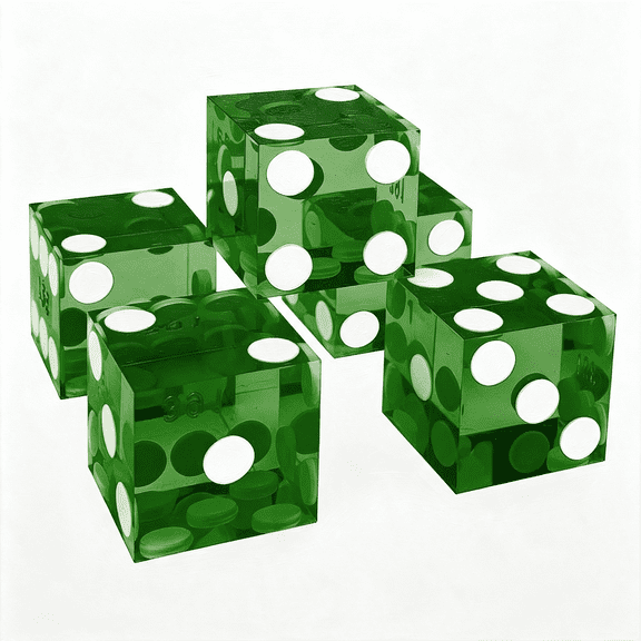 BESTSKY Casino Dice Set of 5-19Mm Craps Dice with Sharp Edges,Serialized Numbers,Balanced Weight,And Gift Packaging for Casino Games Casino Dice(Green)