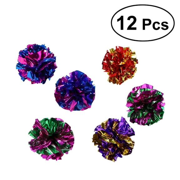 BESTSKY Cat Crinkle Balls 12Pcs Squeaky Crinkle Cat Toys for Exercise (1.77X1.77X1.77 Inches)