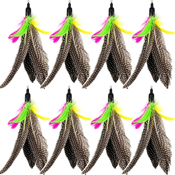 BESTSKY Cat Feather Toys Refills,8 Pieces Natural Da Bird Feathers Refill,Cat Wand Replacement Feather for Indoor Cats Cat Feather Toys(D)