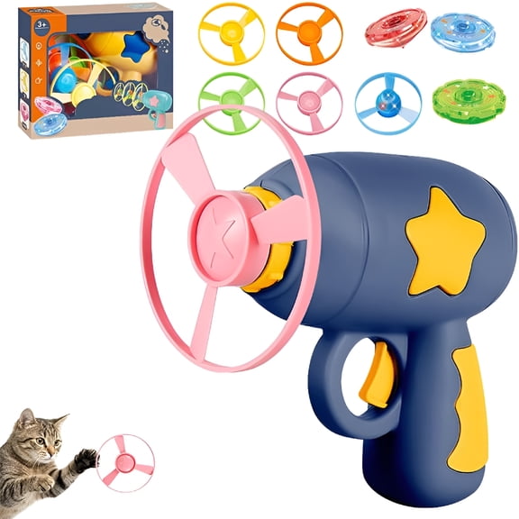 BESTSKY Cat Fetch Toy, Interactive Light Up Flying Disc Launcher & Fetch Toy for Cats, Cat Toy Propeller Launcher for Training & Hunting, Cat & Kitten Toy with Colorful Flying Propellers
